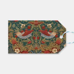 Morris Strawberry Thief Teal Green Red Floral Art Gift Tags