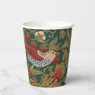 Morris Strawberry Thief Teal Green Red Floral Art Paper Cups