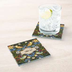 Morris - Strawberry Thief TEMPLATE Glass Coaster