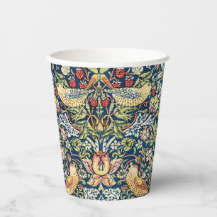Morris Strawberry Thief Yellow Ivory Slate Blue Paper Cups