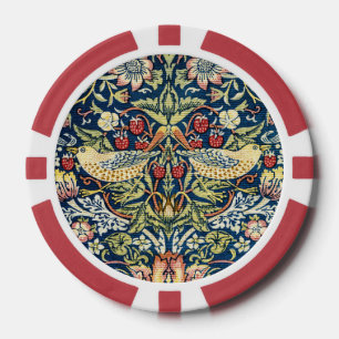 Morris Strawberry Thief Yellow Ivory Slate Blue Poker Chips