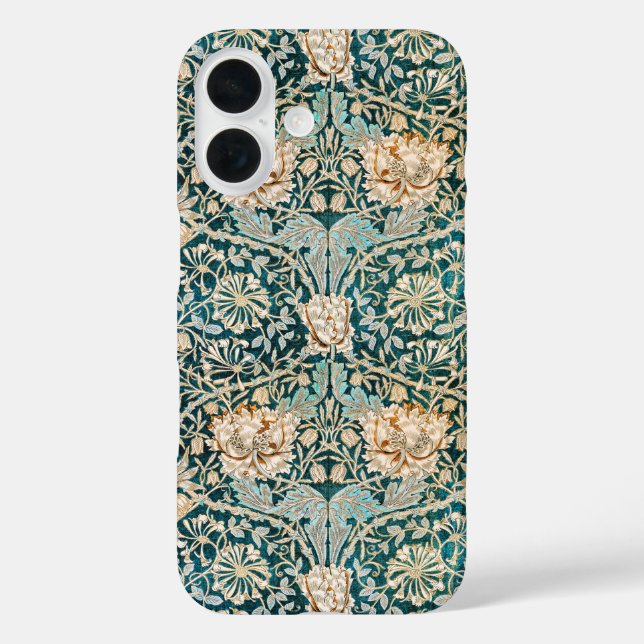 Morris Teal Blue Honeysuckle Floral Wallpaper Case-Mate iPhone Case (Back)