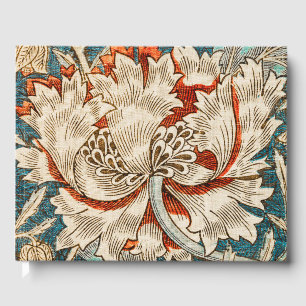 Morris Teal Blue Honeysuckle Floral Wallpaper Guest Book