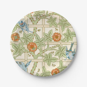 Morris' Trellis 1862 Vintage Flower & Bird Pattern Paper Plate