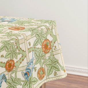 Morris' Trellis 1862 Vintage Flower & Bird Pattern Tablecloth