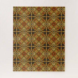 Morris Victorian Art Deco Mediaeval Pattern Gold Jigsaw Puzzle