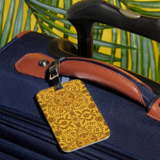 Morris - Vine Gold, vintage pattern, Luggage Tag (Front Insitu 1)
