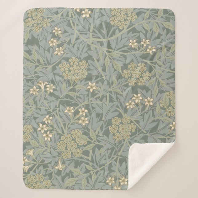 Morris Vine & Jasmine Garden Flower Classic Sherpa Blanket (Front)