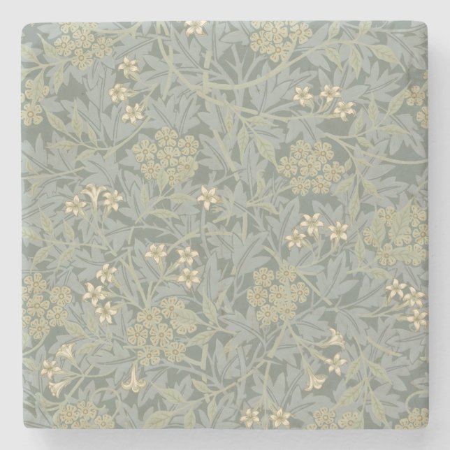 Morris Vine & Jasmine Garden Flower Classic Stone Coaster (Front)