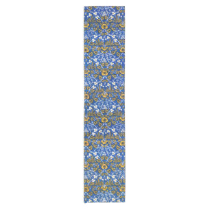 Morris Vintage 1882 Blue Background Flower Pattern Short Table Runner