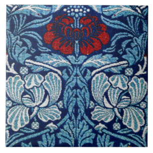 Morris Vintage 1890 Tulip & Rose Pattern Blue Tile