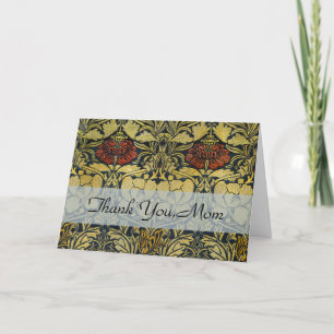 Morris Vintage 1890 Tulip & Rose Pattern Golden Thank You Card