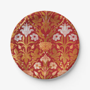 Morris - Vintage 1893 Rose & Lily Flower Pattern Paper Plate