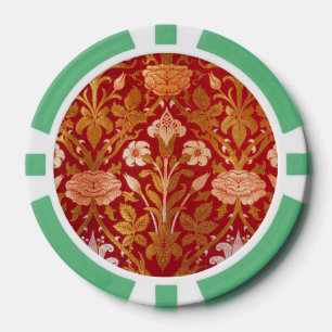 Morris - Vintage 1893 Rose & Lily Flower Pattern Poker Chips