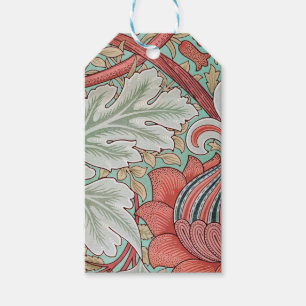 Morris Vintage Foliage & Floral Pattern Red Style Gift Tags