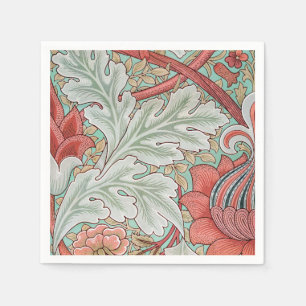 Morris Vintage Foliage & Floral Pattern Red Style Napkin