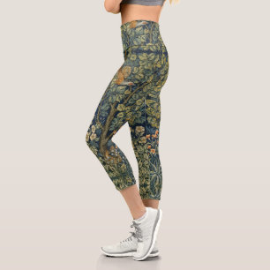 Morris Vintage Pheasant squirrel & Flower Pattern Capri Leggings