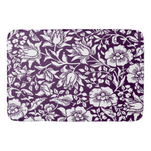 Morris Vintage Purple & White Floral Pattern Bath Mat