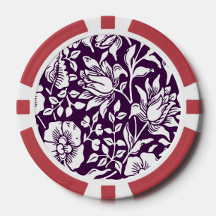 Morris Vintage Purple & White Floral Pattern Poker Chips