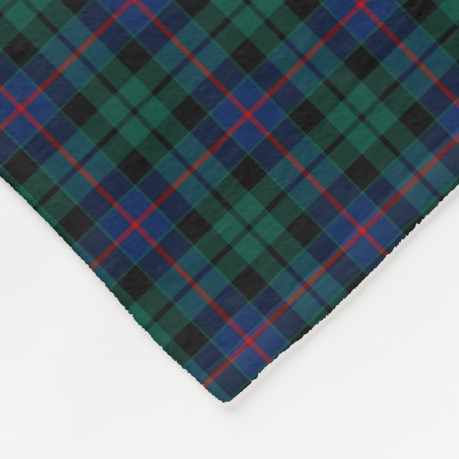 Morrison Clan Green and Blue Tartan Fleece Blanket (Corner)