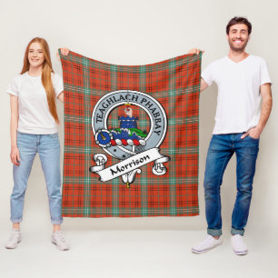 Morrison Red Ancient Clan Badge Tartan Plaid Fleece Blanket