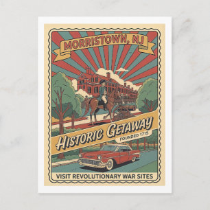 Morristown NJ Retro 1950s Historic Travel  Postcard