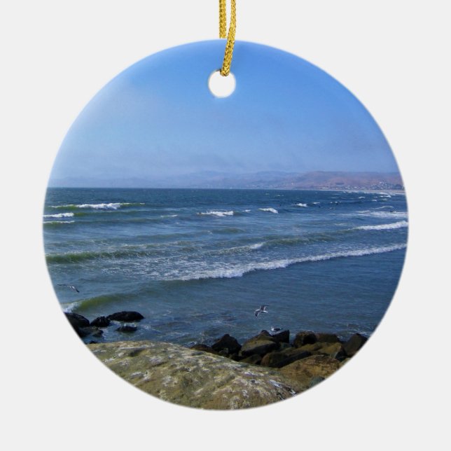 Morro Bay, California Ceramic Tree Decoration (Front)
