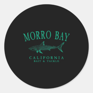 Morro bay california shark vintage teal art classic round sticker