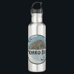 Morro Bay Central California Illustration Beach  710 Ml Water Bottle<br><div class="desc">Check out this awesome art of Morro Rock in California. Collect all the parks, I'm creating new ones all the time. Check out my shop for more hiking, camping, vanlife, birds and lots more! You can also find this design on tees, mugs, stickers, pillows and magnets. Be sure to visit...</div>