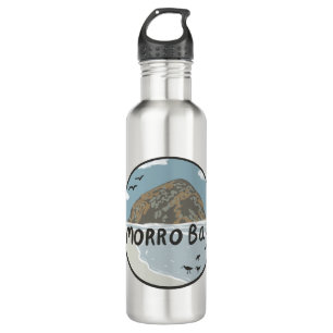 Morro Bay Central California Illustration Beach 710 Ml Water Bottle