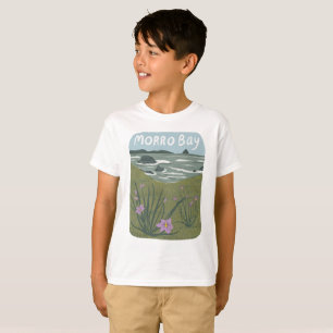 Morro Bay Central California Illustration Beach  T T-Shirt