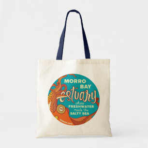Morro Bay Estuary Octopus Tote with Navy Handles Bag