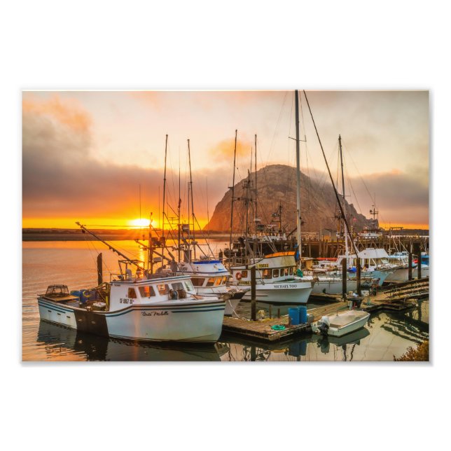Morro Bay Harbour At Sunset Photo Print (Front)