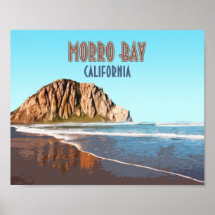 Morro Bay Rock California Vintage Poster