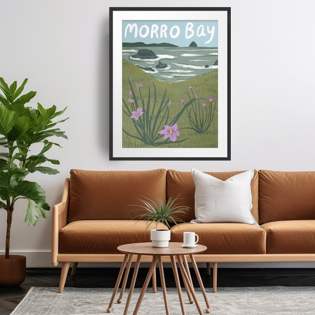 Morro Bay Wildflower California Illustration Beach Poster (Morro Bay Wildflower Central Coast California Illustration Beach Poster
)