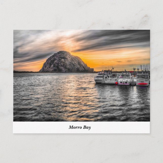 Morro Rock At Dusk Postcard (Front)