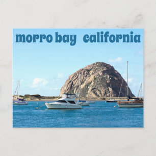 Morro Rock Harbour California Travel Postcard