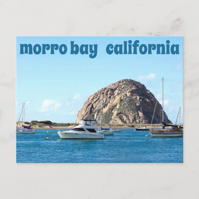 Morro Rock Harbour California Travel Postcard (Front)