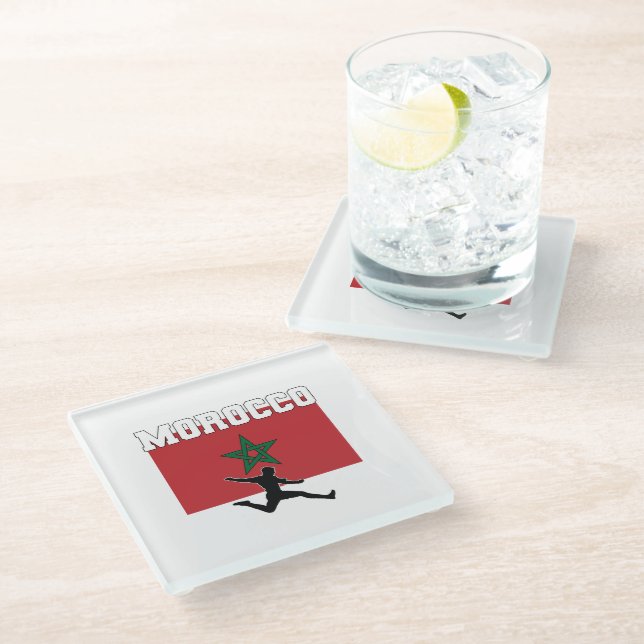 Morrocco Football Soccer National Team Glass Coaster (Angled)