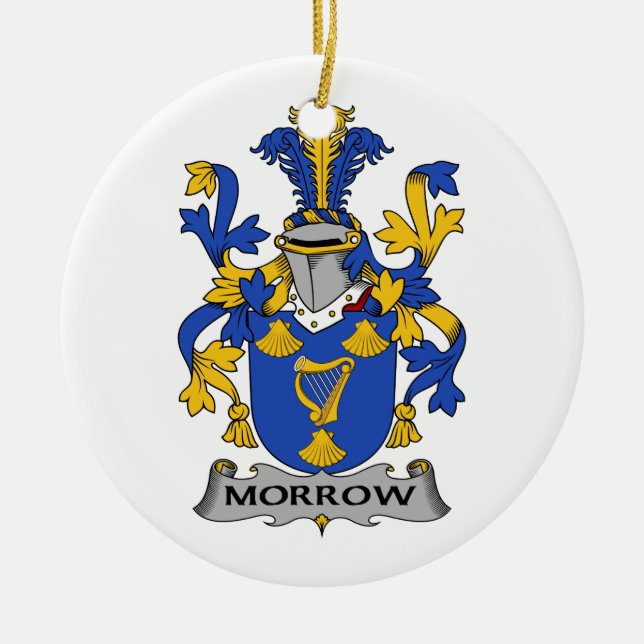 Morrow Family Crest Ceramic Tree Decoration (Front)