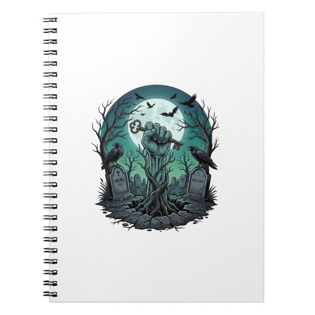 Mors Zombie Hand Skeleton Key Tombstone Ravens Hal Notebook (Front)