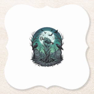 Mors Zombie Hand Skeleton Key Tombstone Ravens Hal Paper Coaster