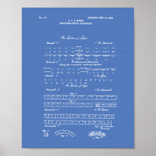 Morse Code 1848 Patent Art Blueprint Poster