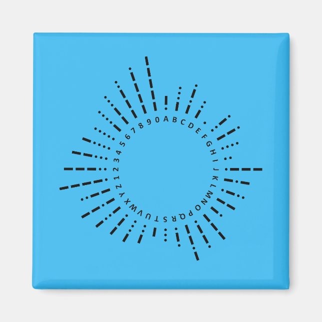 Morse Code Alphabet – Cyber Blue Tech Design Magnet (Front)