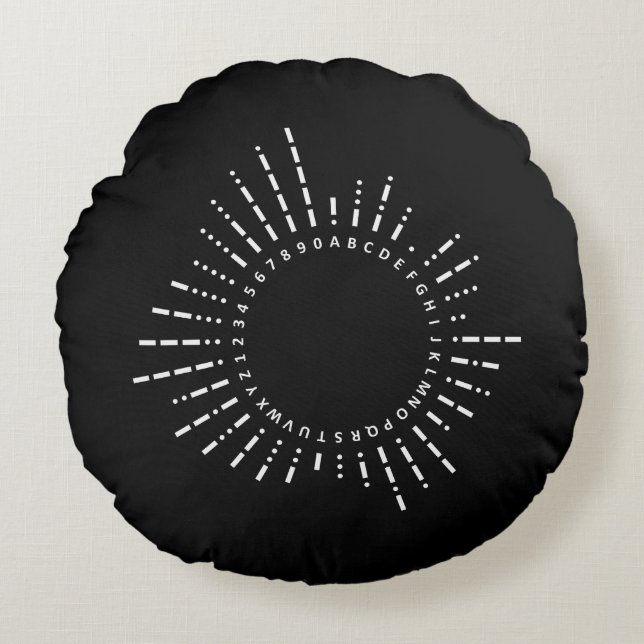 Morse Code Alphabet Round Cushion (Front)