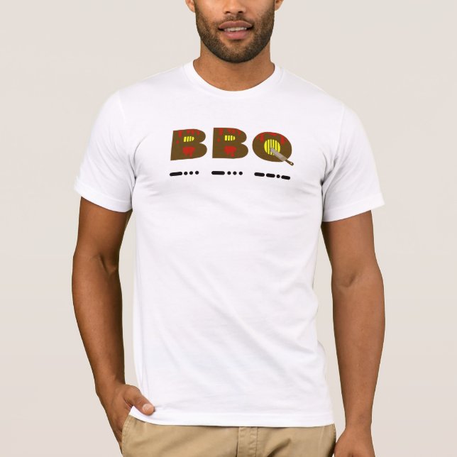 Morse Code BBQ T-shirt  Customise It! (Front)