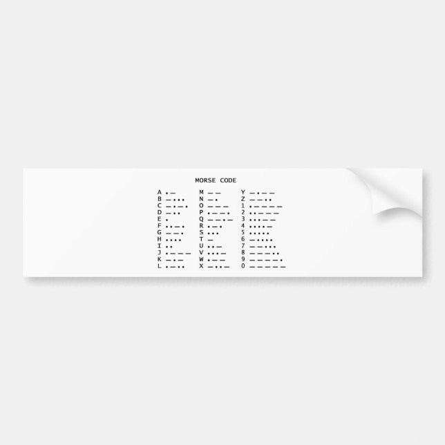 Morse Code Bumper Sticker (Front)
