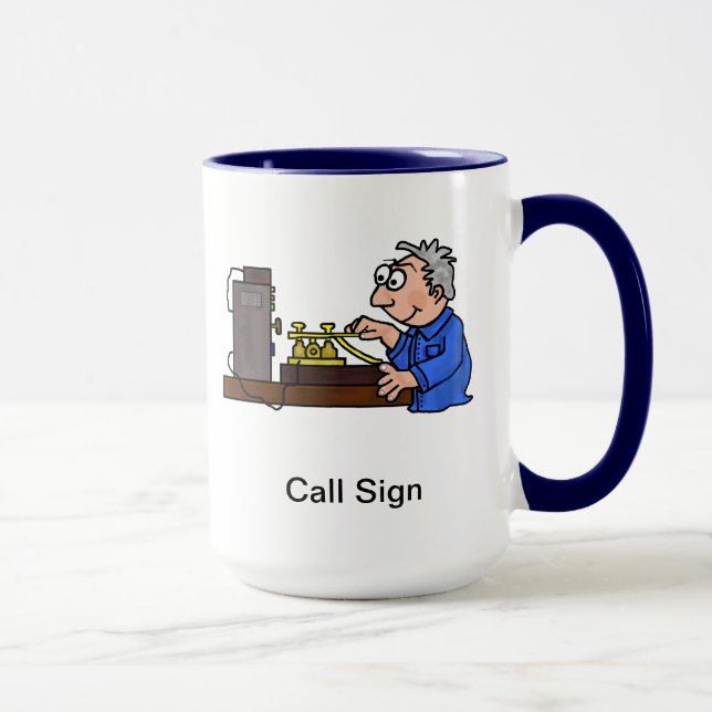 Morse Code Male Operator Grey Hair Mug  Customise (Right)