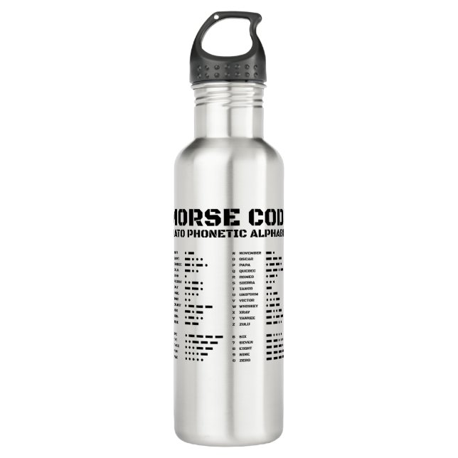 Morse Code NATO Phonetic Alphabet 710 Ml Water Bottle (Front)
