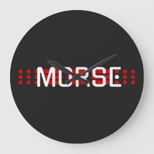 MORSE SOS – Red Signal Code Design Large Clock